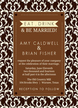 Brown and Cream Country Damask Wedding Invitation