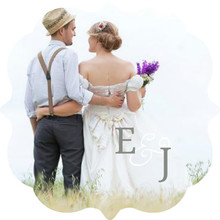 Yellow Stripe Circle Wedding announcement