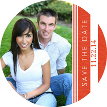 Tangerine and White Modern Stripes Save The Date