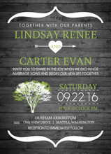 Modern Rustic Gray and White Tree Wedding Invitation