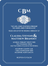 Intricate Gray Flourish with Navy Monogram Wedding Invitation