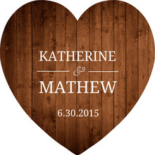 Simple Rustic Wood Heart Shaped Wedding Invite