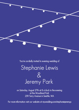 Simple Blue with Hanging Party Lights Wedding Invitation