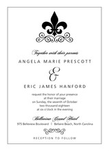  Black And White Fleur De Lis Wedding Invitation