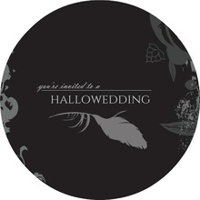Black Floral Halloween Wedding Invitations