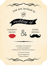 Vintage Mustache Wedding Invitation