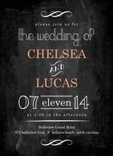 Peach Chalkboard Wedding Invite