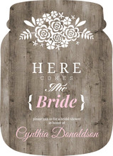 Brown and Pink Wood and Flower Bouquet Bridal Shower Invite