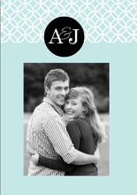 Turquoise Monogram Accordion Wedding Invite