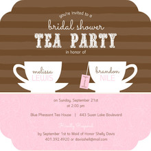Brown Stripes Tea Cups Bridal Shower Invitation