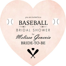 Pink Heart Baseball Bridal Shower Invite