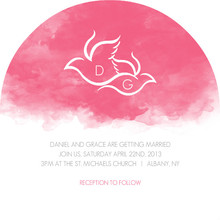 Pink Watercolor Monogram Wedding Invitation