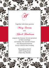 Romantic Roses Black and Red Wedding Invitation