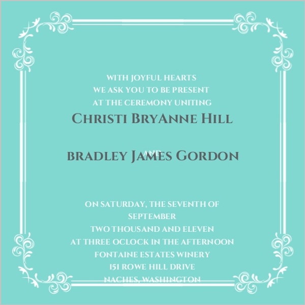Classic Tiffany Blue Wedding Invitation Wedding Invitations