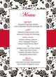 Romantic Roses Black and Red Menu Card