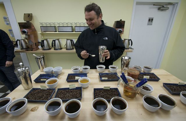 Dean participating in a tasting at Coffee Lab International Dean participating in a tasting at Coffee Lab International