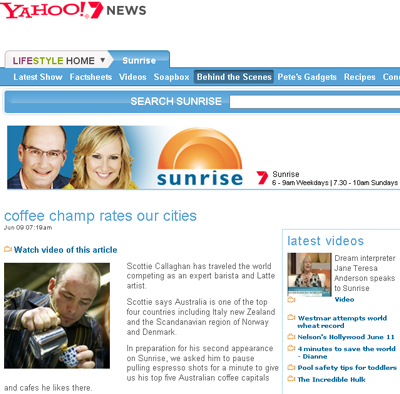 Scottie Callaghan on Sunrise Scottie Callaghan on Sunrise