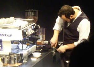 Jeremy takes this photo from his seat while watching the overall winner, Stephen Morrissey from Ireland, compete at the 2008 World Barista Chamopionships Jeremy takes this photo from his seat while watching the overall winner, Stephen Morrissey from Ireland, compete at the 2008 World Barista Chamopionships