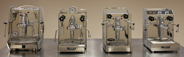 The 5 Senses range of Isomac espresso machines: Isomac La Mondiale; Isomac Alba; Isomac Millenium and Isomac Tea
