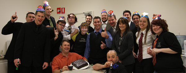 We celebrated Deano's 40th by all coming to work in suits as a surprise We celebrated Deano's 40th by all coming to work in suits as a surprise