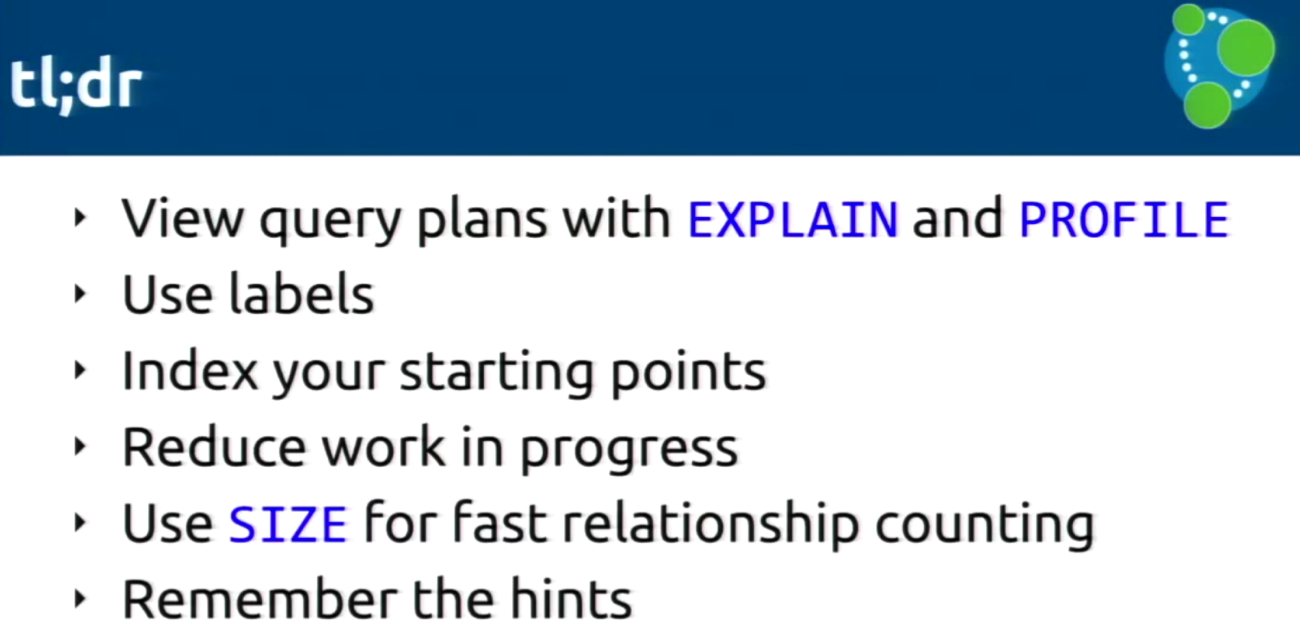 TL;DR Review of Cypher Query Tuning Tips