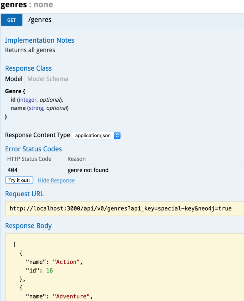 The Python Flask backend of the Neo4j Movies template app, looking at movie genres