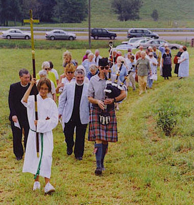 Parading to groundbreaking for new building Parading to groundbreaking for new building