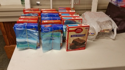 Boxes of brownies waiting to be baked!