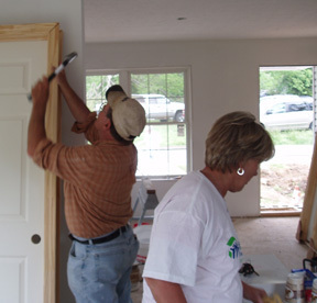 St Johns Habitat 2009-Volunteers 1 St. John's parisiohers volunteers at work on Habitat home under contruction in Mayfield