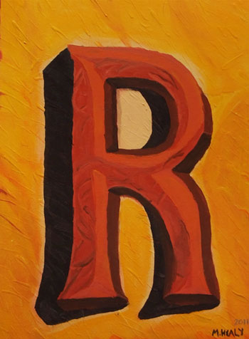 painting of letter R