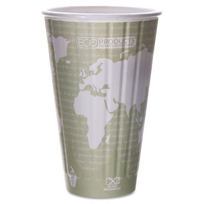 ECOEPBNHC16WD - Eco-Products World Art Insulated Hot Cups; 16 oz.; Light Green; 600/Carton