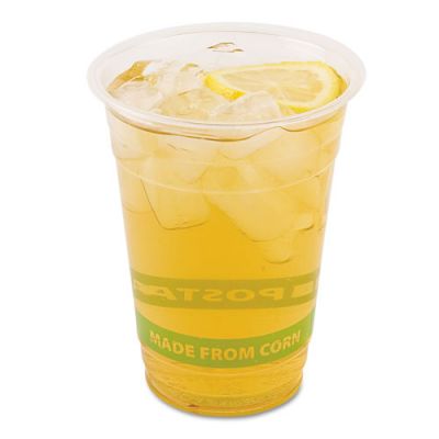 ECOEPCC16GS - Eco-Products Compostable Corn Clear Plastic Cups; Cold; 16 Oz; Clear/Green Stripe; 1000/CT