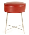 Red Leather & Steel Stool