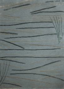 Silk Road Weaves: BRUSHWORKS collection /  Connections - Arbor Shadows - Wool and Silk, 100 knots - shown as 24"x36" sample