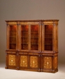 George III walnut, laurel & mother of pearl inlaid breakfront