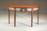Sea blue Neo-Classical painted decoupage bowfront console table Sea blue Neo-Classical painted decoupage bowfront console table