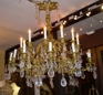 Gilt bronze large chandelier with crystal hangings