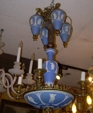 Light blue Jasper (wedgewood) chandelier with bronze mounts