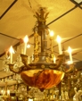 Neoclassical Alabaster bronze & marble chandelier