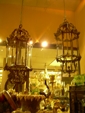 Pair of large patinated bronze lanterns