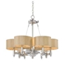 Six-Light Chandelier with Raw Silk Infiniti Shaped Hard Shades Six-Light Chandelier with Raw Silk Infiniti Shaped Hard Shades