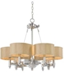 Six-Light Chandelier with Raw Silk Infiniti Shaped Hard Shades