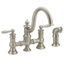 Waterhill Stainless Two Handle Kitchen Bridge Faucet with Matching Finish Side Spray
