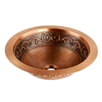 Hammered Copper Bathroom Vessel Sink w/ Drain