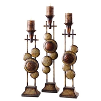 Circle Cluster Metal Candleholder, Set of Three Circle Cluster Metal Candleholder, Set of Three