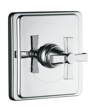K-T13173-3A - Pinstripe® Pure thermostatic valve trim, cross handle, valve not included