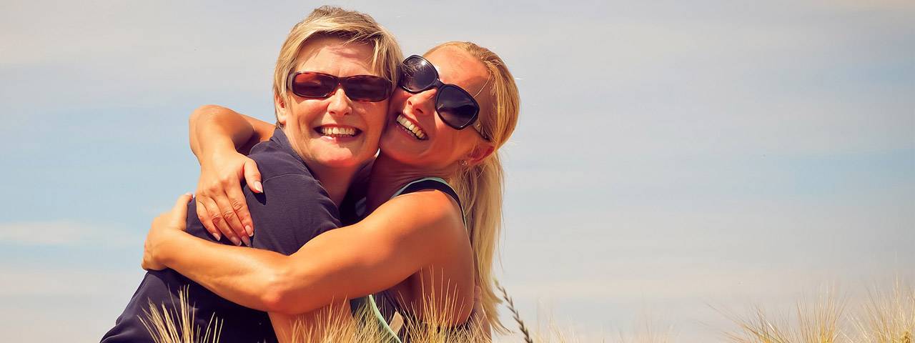 women hugging dry eye