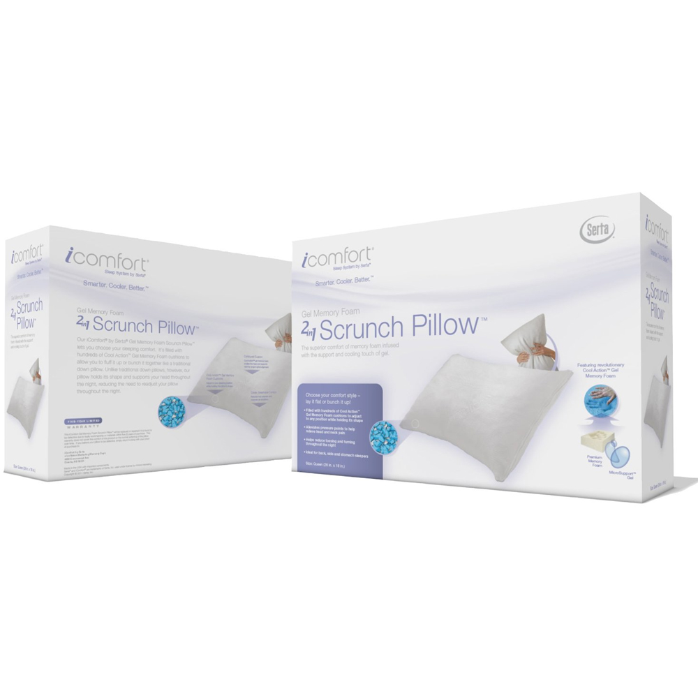 Serta Scrunch Pillow with Cool Action Gel Memory Foam Beads