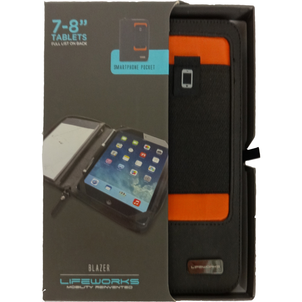 Lifeworks The Blazer Universal Zipper Folio Case for 7/8 Tablets (Black/Orange) eBay
