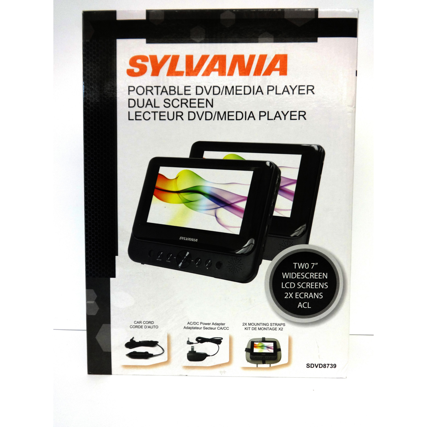 Sylvania 7 inch Dual Widescreen LCD Display Portable Travel DVD Player